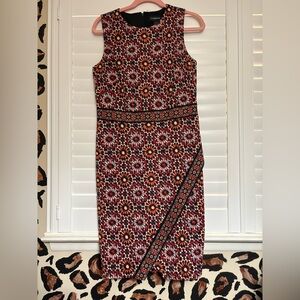 Liz Claiborne Red and Black Geometric Midi Dress